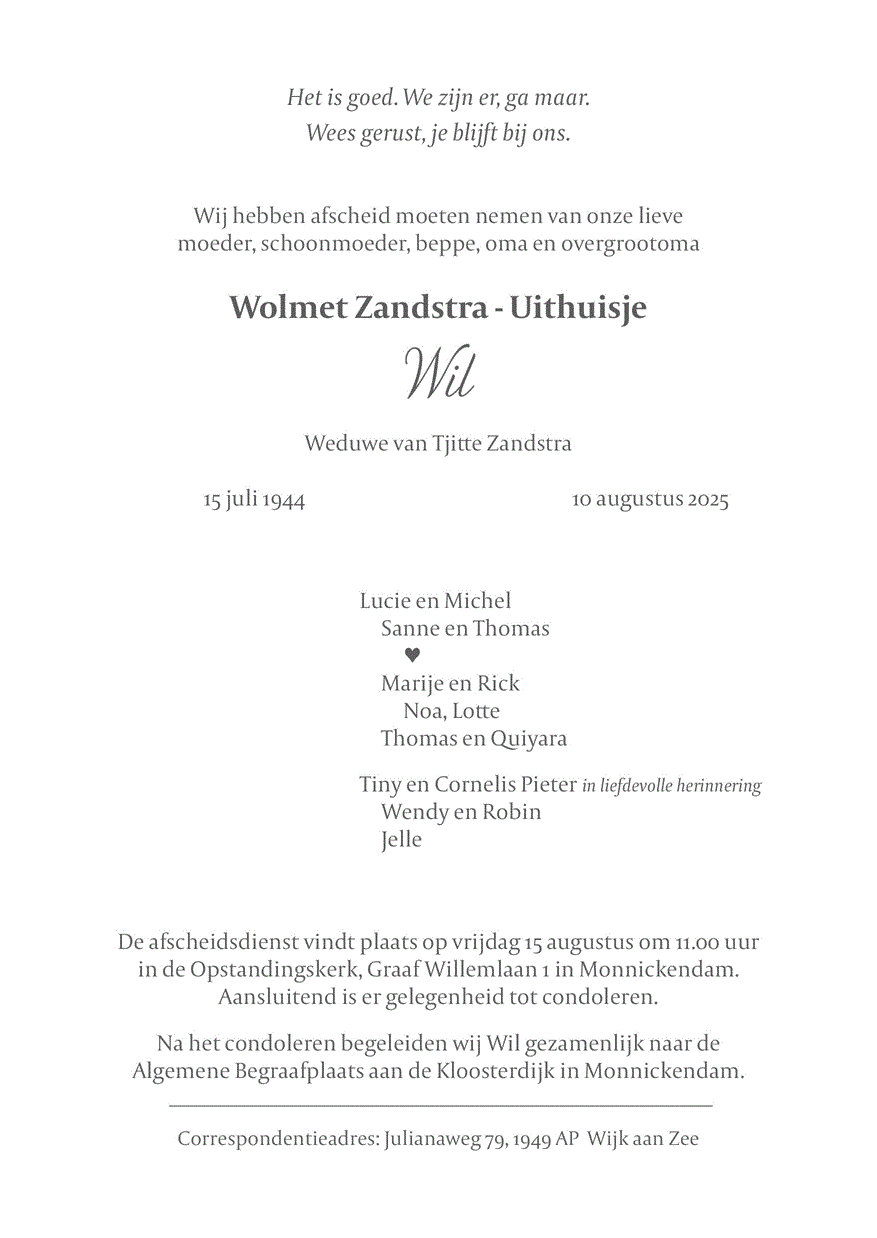 Wolmet Zandstra Uithuisje